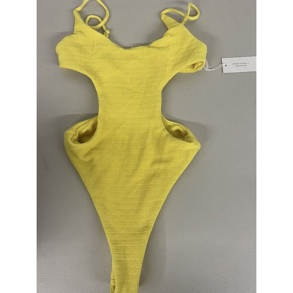 NEW Size S Small Free People Mello The Label Cut Out One-Piece Yellow Swimsuit - Picture 6 of 7